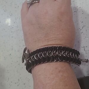 CHANEL Black and Silver Bracelet